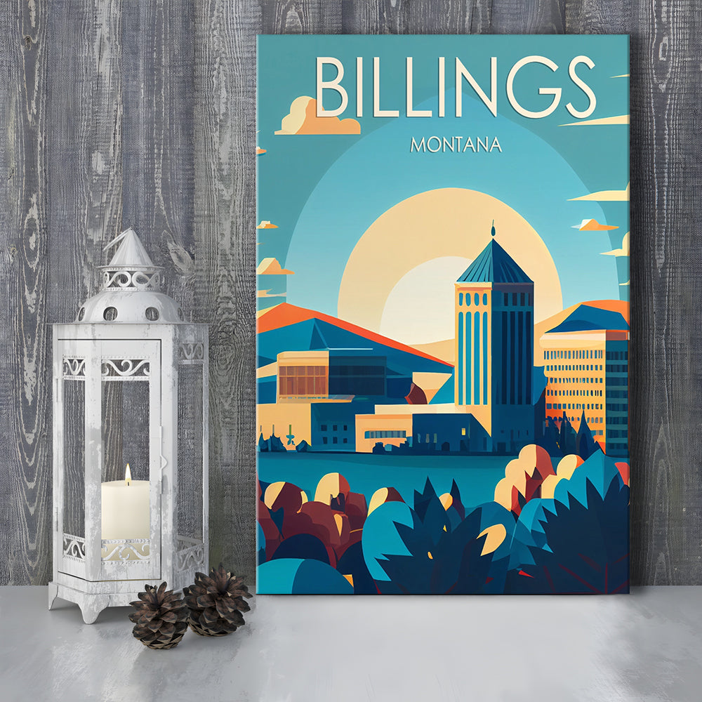 Billings Montana Retro Art Print, Billings City Wall Art, Canvas Print, Painting Canvas, Living Room Decor