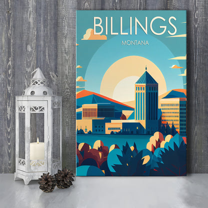 Billings Montana Retro Art Print, Billings City Wall Art, Canvas Print, Painting Canvas, Living Room Decor