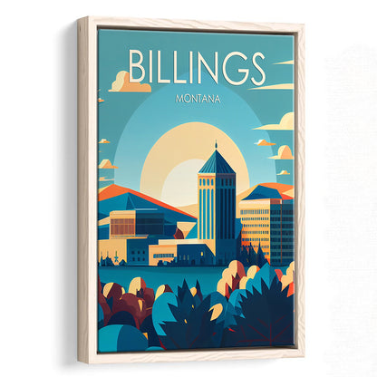 Billings Montana Retro Art Print, Billings City Wall Art, Floating Framed Canvas Print, Framed Picture, Painting Canvas