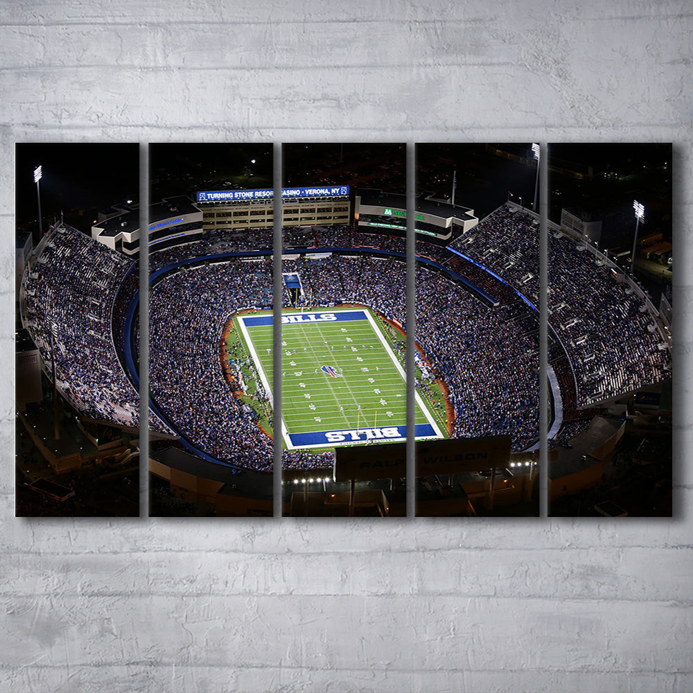 Bills Stadium Aerial View, Stadium Canvas, Sport Art, 5 Panel B, Extra Large Canvas, Canvas Print Wall Art