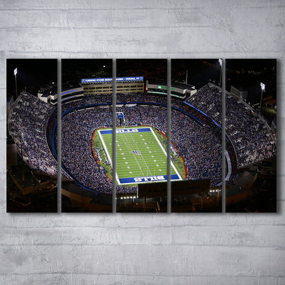 Bills Stadium Aerial View, Stadium Canvas, Sport Art, 5 Panel B, Extra Large Canvas, Canvas Print Wall Art