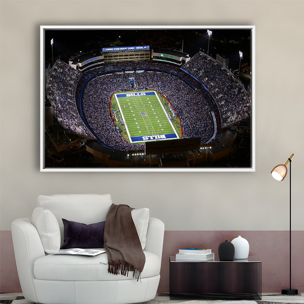 Bills Stadium Aerial View, Stadium Canvas, Sport Art, Framed Canvas Print Wall Art, Floating Frame