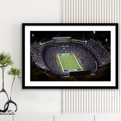 Bills Stadium Aerial View, Stadium Canvas, Sport Art, Gift for him, White Border Framed Art Print Wall Decor