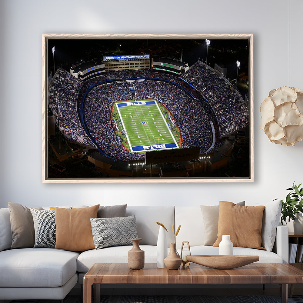 Bills Stadium Aerial View, Stadium Canvas, Sport Art, Framed Canvas Print Wall Art, Floating Frame