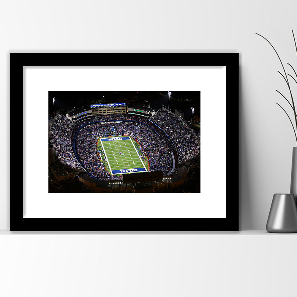 Bills Stadium Aerial View, Stadium Canvas, Sport Art, Gift for him, White Border Framed Art Print Wall Decor