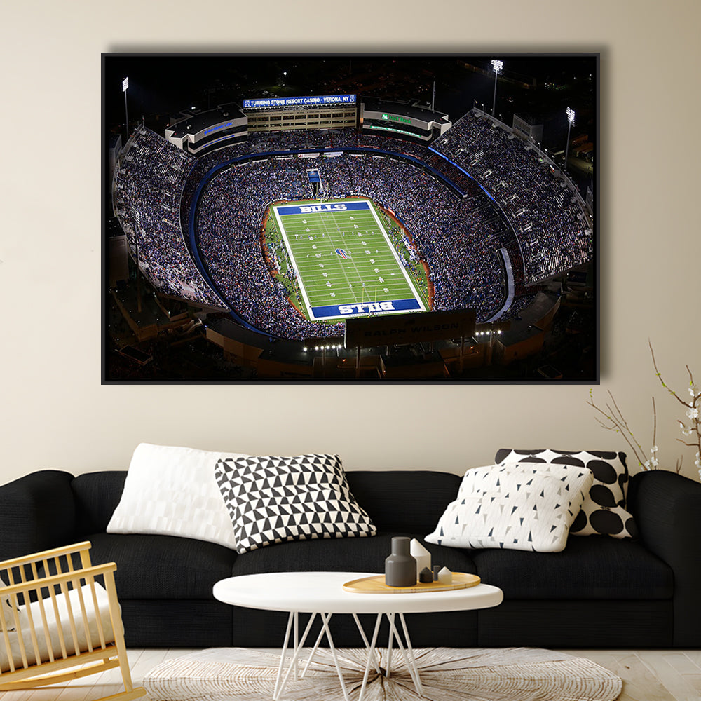 Bills Stadium Aerial View, Stadium Canvas, Sport Art, Framed Canvas Print Wall Art, Floating Frame