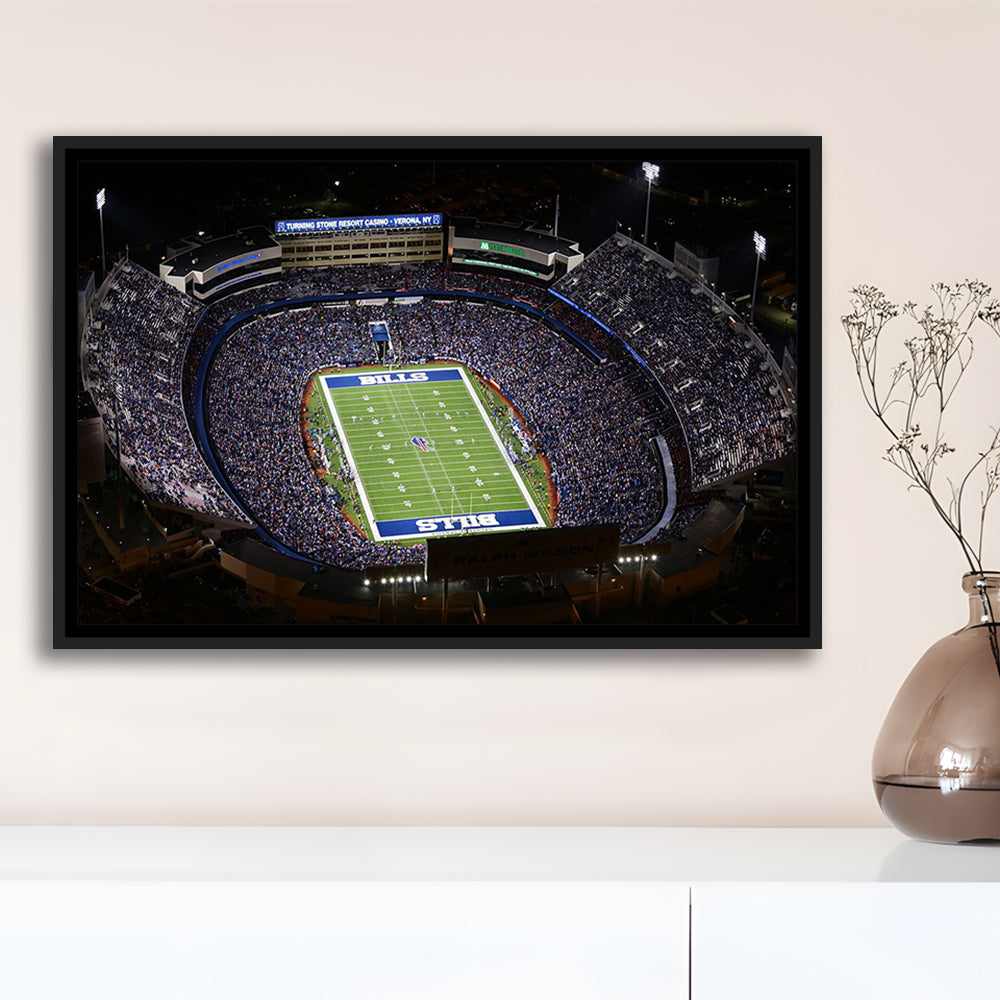 Bills Stadium Aerial View, Stadium Canvas, Sport Art, Framed Canvas Print Wall Art, Floating Frame