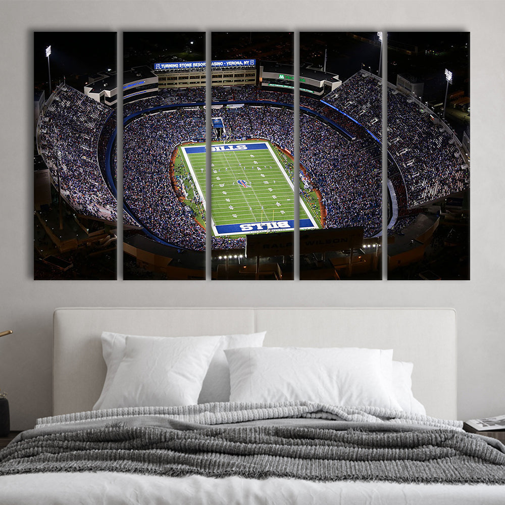 Bills Stadium Aerial View, Stadium Canvas, Sport Art, 5 Panel B, Extra Large Canvas, Canvas Print Wall Art