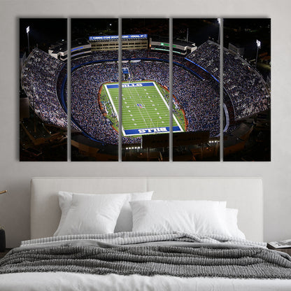 Bills Stadium Aerial View, Stadium Canvas, Sport Art, 5 Panel B, Extra Large Canvas, Canvas Print Wall Art