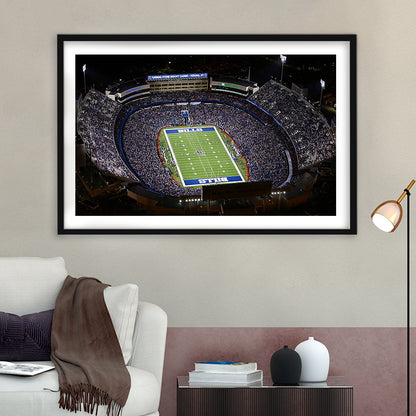 Bills Stadium Aerial View, Stadium Canvas, Sport Art, Gift for him, White Border Framed Art Print Wall Decor