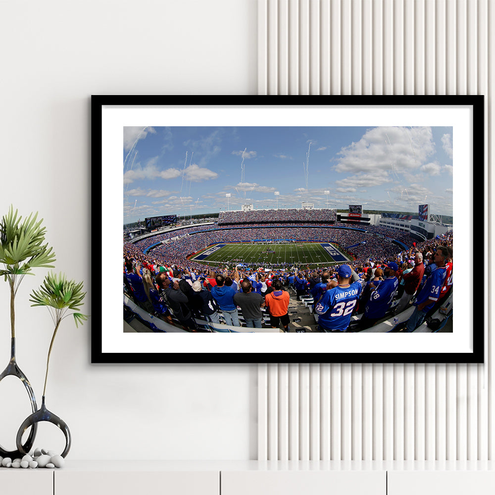 Bills Stadium, Stadium Canvas, Sport Art, Fan Gifts, White Border Framed Art Print Wall Decor