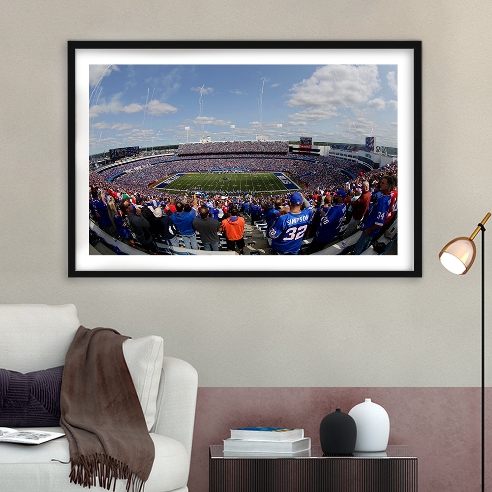 Bills Stadium, Stadium Canvas, Sport Art, Fan Gifts, White Border Framed Art Print Wall Decor