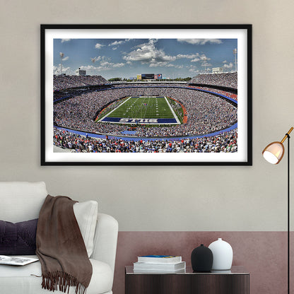 Bills Stadium, Stadium Canvas, Sport Art, Gift for him, White Border Framed Art Print Wall Decor