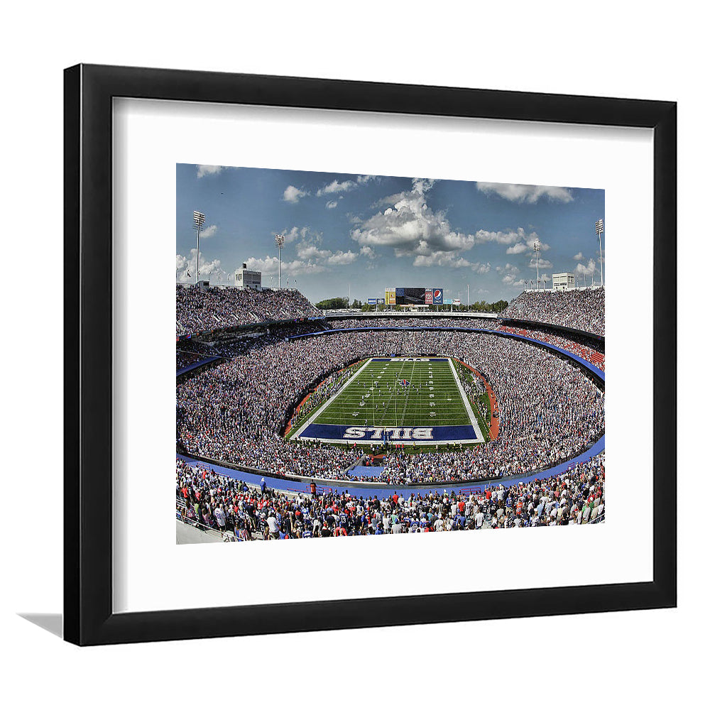 Bills Stadium, Stadium Canvas, Sport Art, Gift for him, White Border Framed Art Print Wall Decor