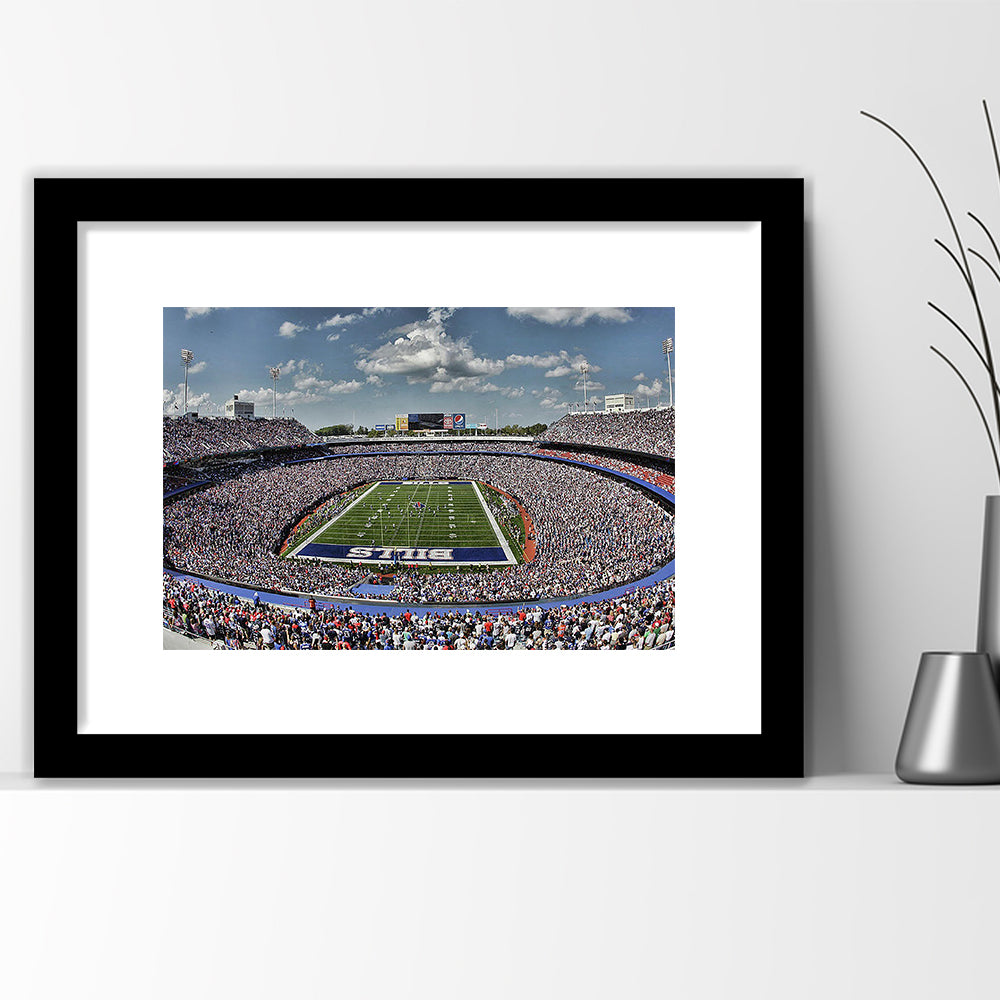 Bills Stadium, Stadium Canvas, Sport Art, Gift for him, White Border Framed Art Print Wall Decor