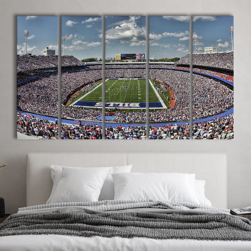 Bills Stadium, Stadium Canvas, Sport Art, 5 Panel B, Extra Large Canvas, Canvas Print Wall Art