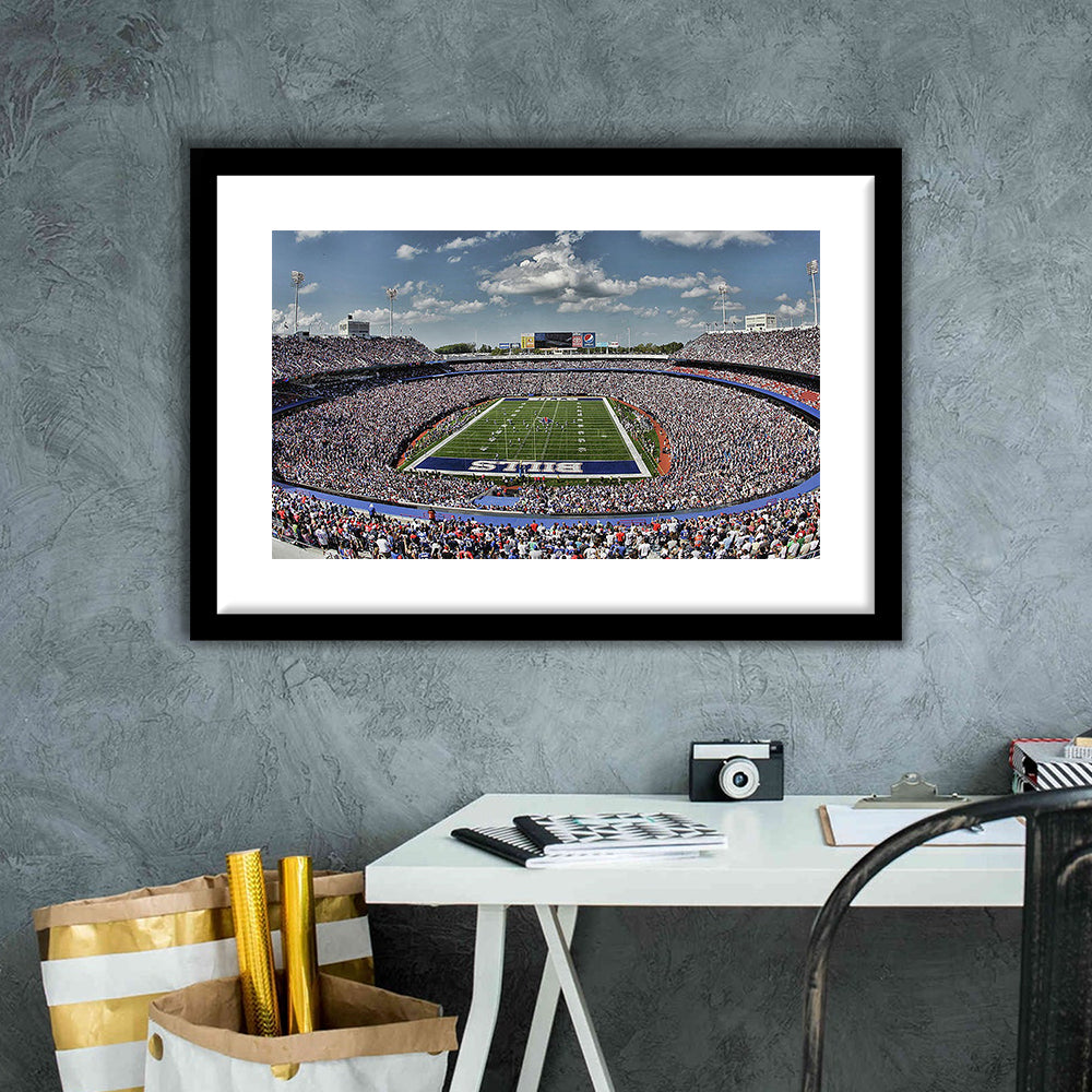 Bills Stadium, Stadium Canvas, Sport Art, Gift for him, White Border Framed Art Print Wall Decor