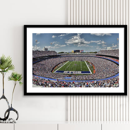 Bills Stadium, Stadium Canvas, Sport Art, Gift for him, White Border Framed Art Print Wall Decor