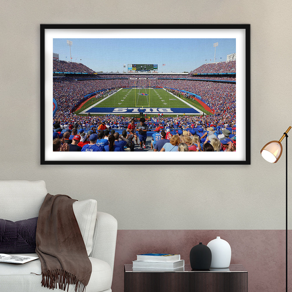 Bills Stadium in New York, Stadium Canvas, Sport Art, Gift for him, White Border Framed Art Print Wall Decor