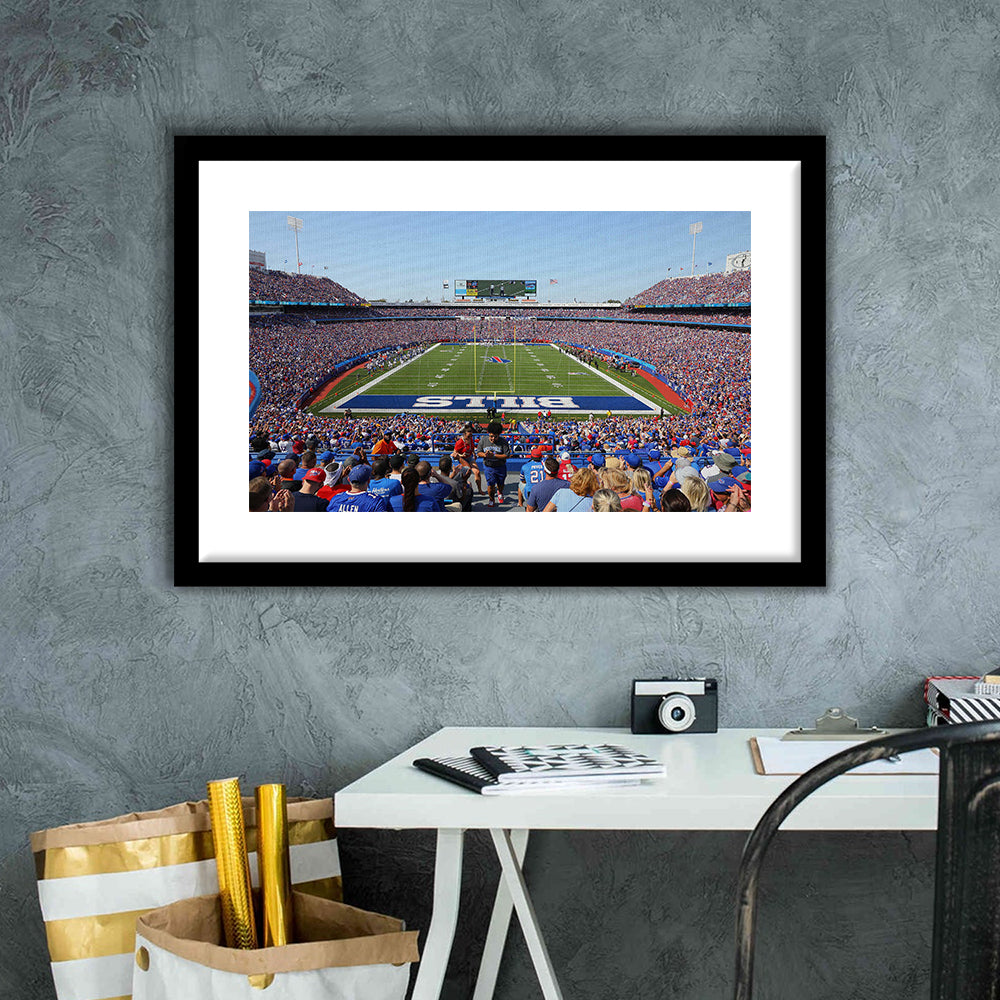 Bills Stadium in New York, Stadium Canvas, Sport Art, Gift for him, White Border Framed Art Print Wall Decor