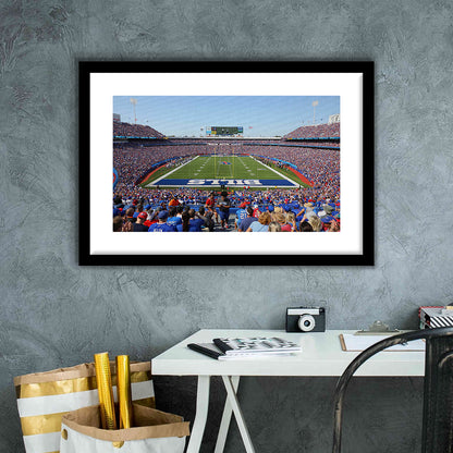 Bills Stadium in New York, Stadium Canvas, Sport Art, Gift for him, White Border Framed Art Print Wall Decor