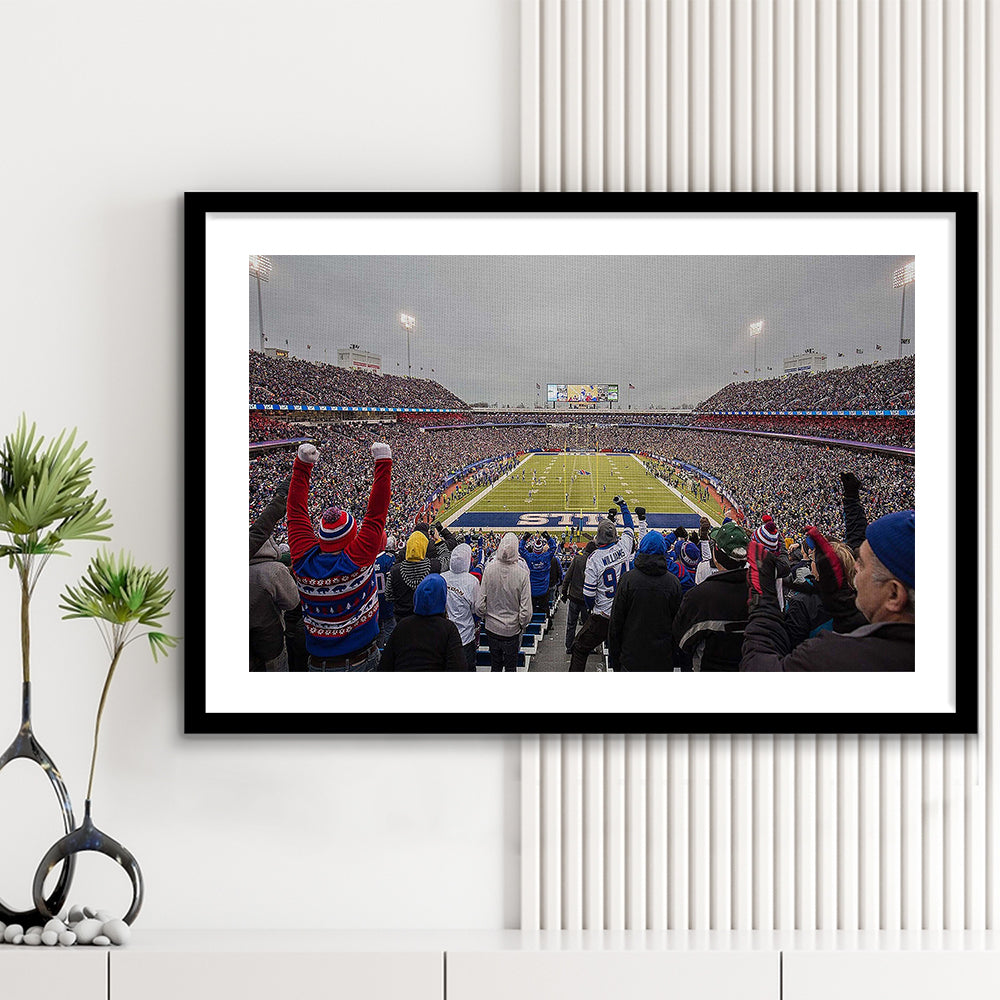 Bills Stadium in Orchard, Stadium Canvas, Sport Art, Gift for him, White Border Framed Art Print Wall Decor