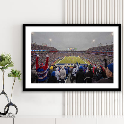 Bills Stadium in Orchard, Stadium Canvas, Sport Art, Gift for him, White Border Framed Art Print Wall Decor