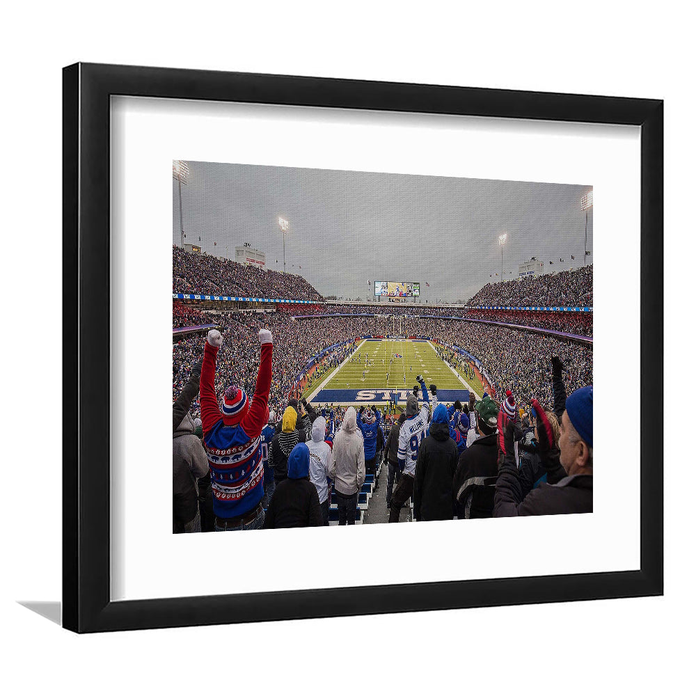 Bills Stadium in Orchard, Stadium Canvas, Sport Art, Gift for him, White Border Framed Art Print Wall Decor