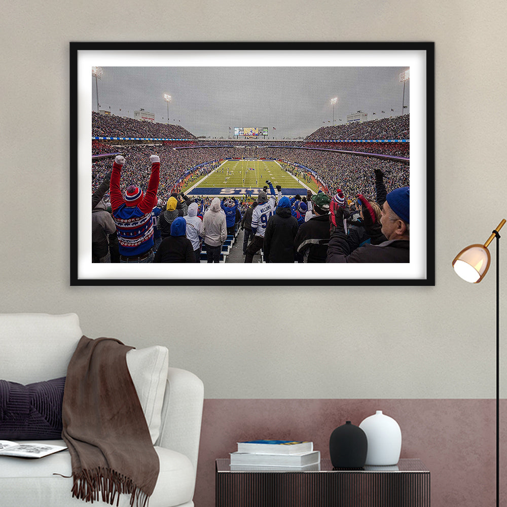 Bills Stadium in Orchard, Stadium Canvas, Sport Art, Gift for him, White Border Framed Art Print Wall Decor