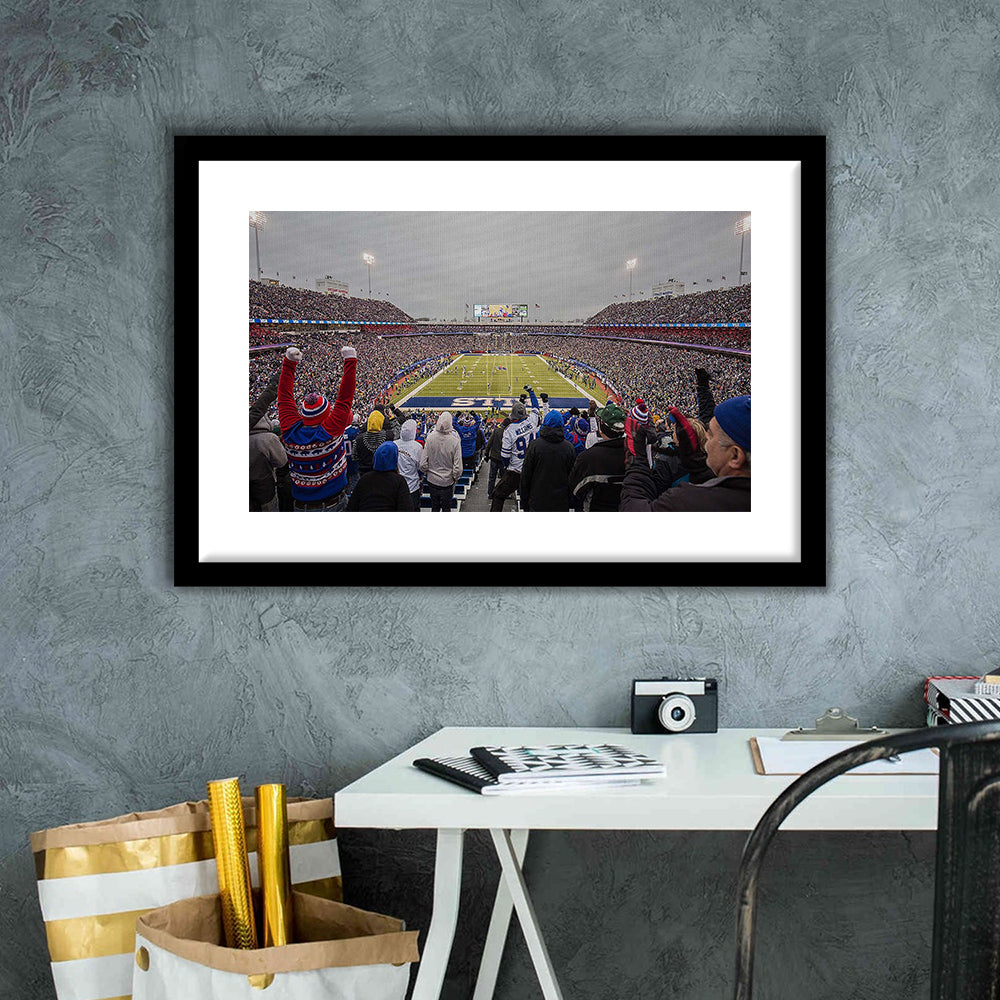 Bills Stadium in Orchard, Stadium Canvas, Sport Art, Gift for him, White Border Framed Art Print Wall Decor