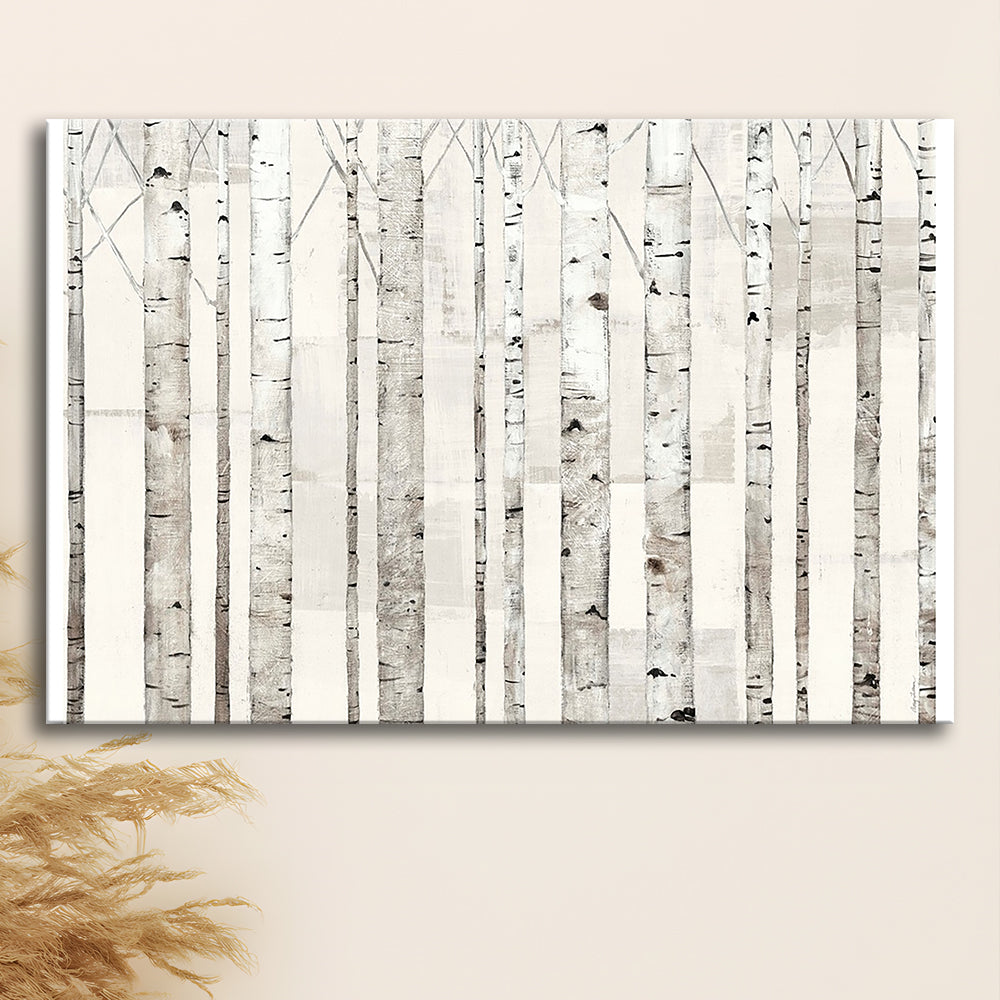 Birch Trees on White Wall Art, Cavas Print Wall Art Hom Decor