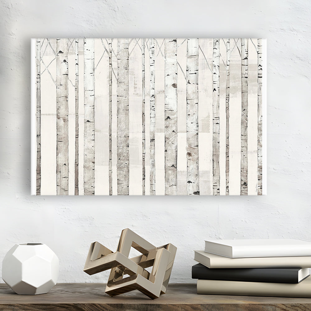 Birch Trees on White Wall Art, Cavas Print Wall Art Hom Decor