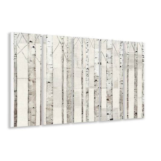 Birch Trees on White Wall Art, 5 Piece B Extra Large Cavas Print Wall Art Decor