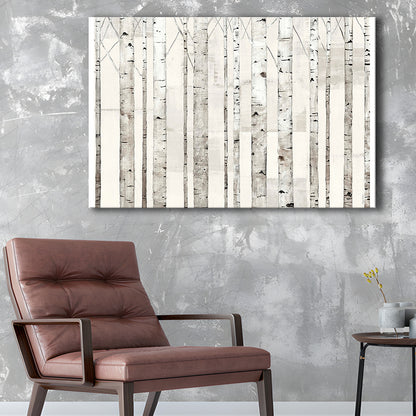 Birch Trees on White Wall Art, Cavas Print Wall Art Hom Decor