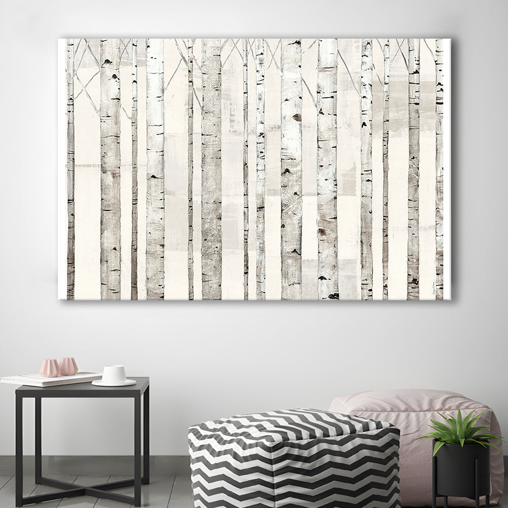 Birch Trees on White Wall Art, Cavas Print Wall Art Hom Decor
