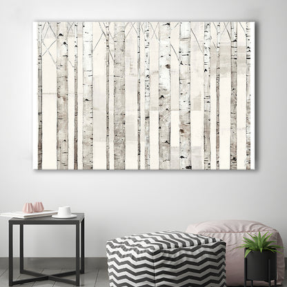 Birch Trees on White Wall Art, Cavas Print Wall Art Hom Decor