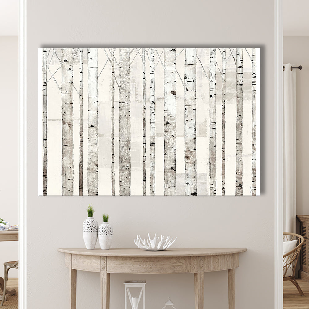 Birch Trees on White Wall Art, Cavas Print Wall Art Hom Decor