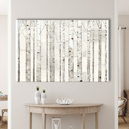 Birch Trees on White Wall Art, Cavas Print Wall Art Hom Decor