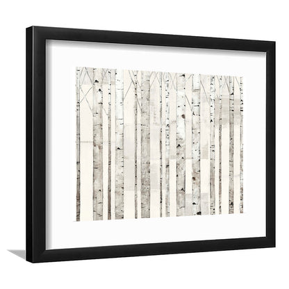Birch Trees On White Wall Art, Framed Art Print White Border, Framed Picture