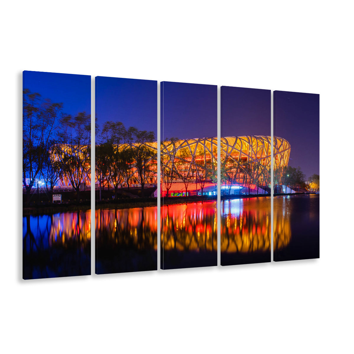 Bird's Nest Beijing Stadium, Stadium Canvas, Sport Art, 5 Panel B, Extra Large Canvas, Canvas Print Wall Art