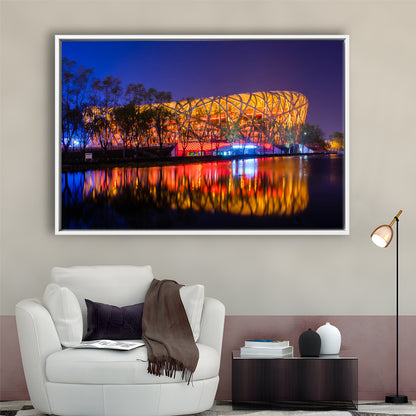 Bird's Nest Beijing Stadium, Stadium Canvas, Sport Art, Framed Canvas Print Wall Art, Floating Frame