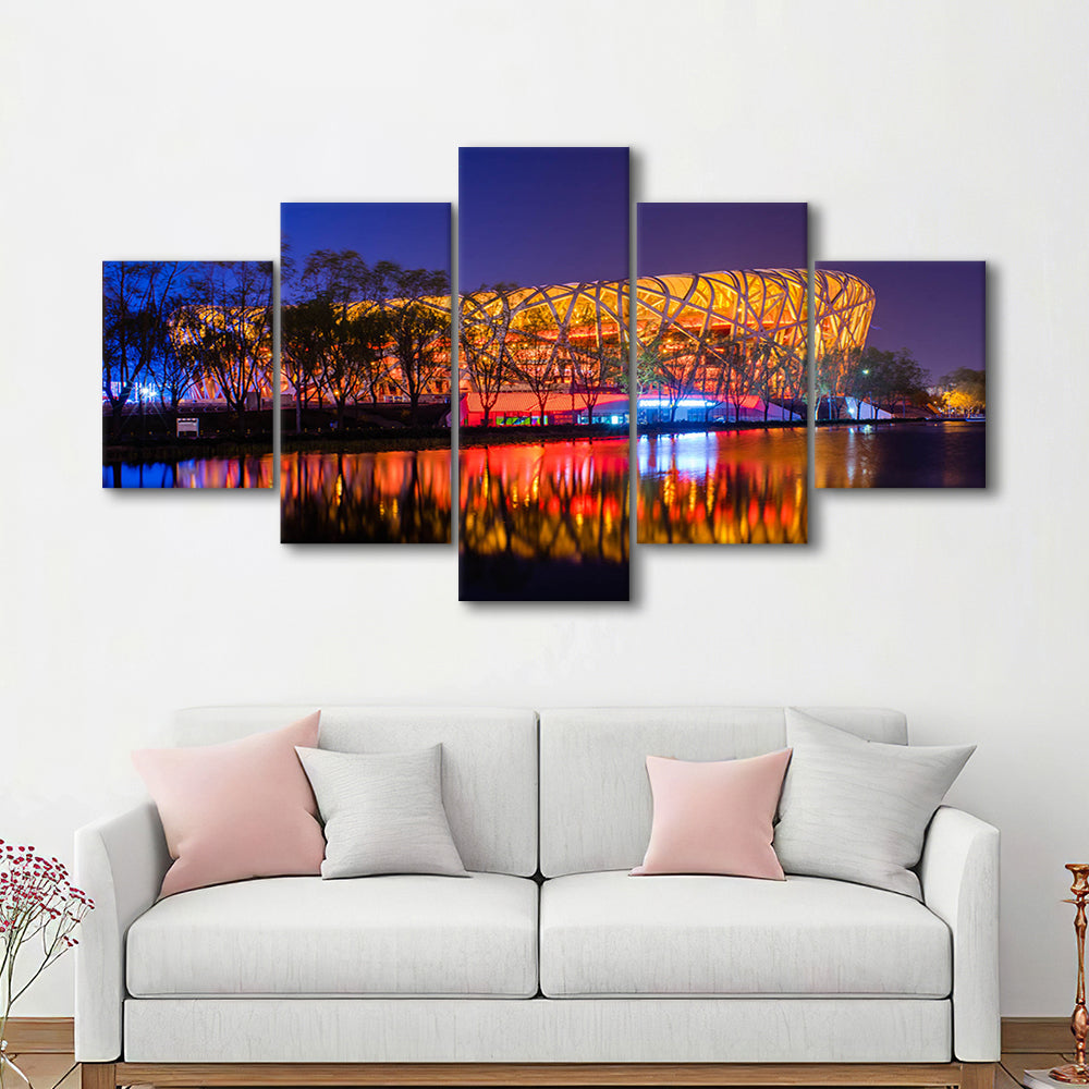 Bird's Nest Beijing Stadium, Stadium Canvas, Sport Art, Gift for him, 5 Panel, Large Canvas, Canvas Print Wall Art
