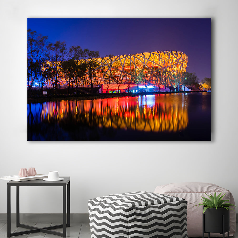 Bird's Nest Beijing Stadium, Stadium Canvas, Sport Art, Gift for him, Man Cave Decor, Art Print, Canvas Print Wall Art