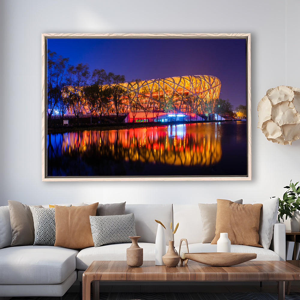 Bird's Nest Beijing Stadium, Stadium Canvas, Sport Art, Framed Canvas Print Wall Art, Floating Frame