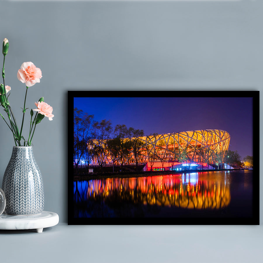 Bird's Nest Beijing Stadium, Stadium Canvas, Sport Art, Gift for him, Framed Art Print Wall Decor, Picture Framed
