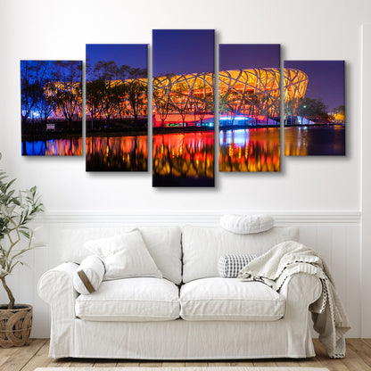 Bird's Nest Beijing Stadium, Stadium Canvas, Sport Art, Gift for him, 5 Panel, Large Canvas, Canvas Print Wall Art