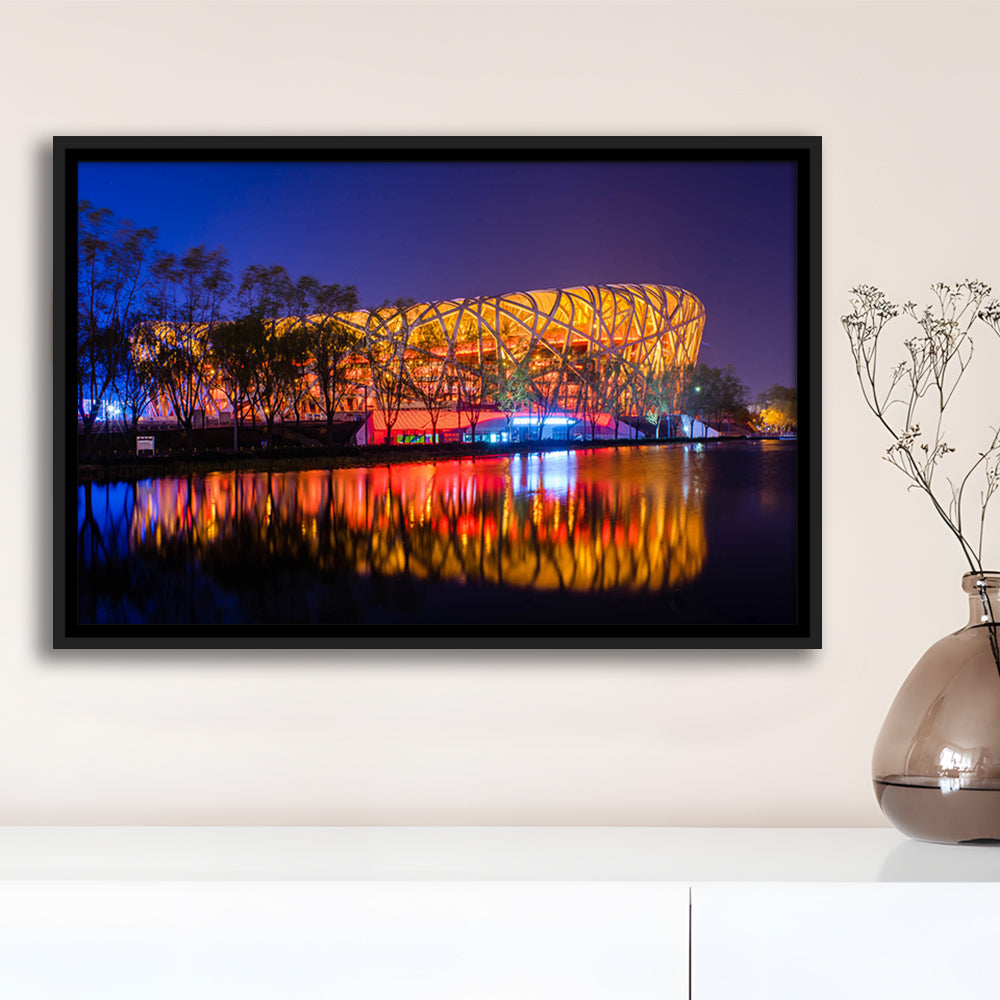 Bird's Nest Beijing Stadium, Stadium Canvas, Sport Art, Framed Canvas Print Wall Art, Floating Frame