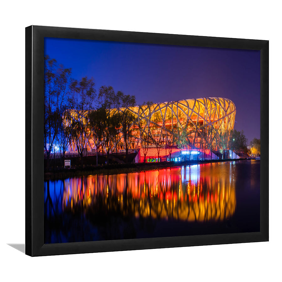 Bird's Nest Beijing Stadium, Stadium Canvas, Sport Art, Gift for him, Framed Art Print Wall Decor, Picture Framed