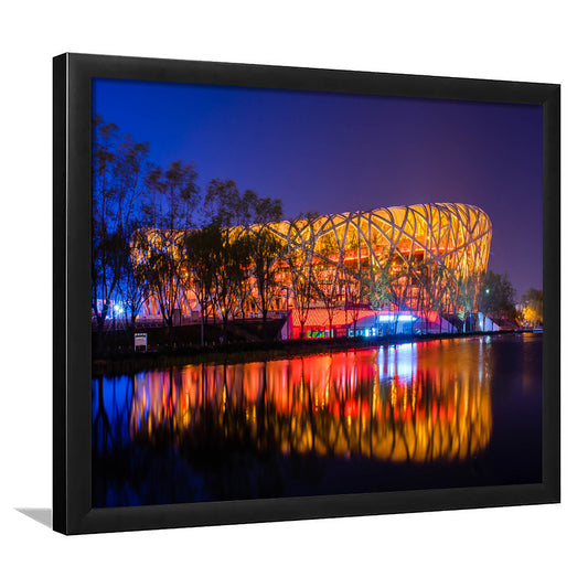 Bird's Nest Beijing Stadium, Stadium Canvas, Sport Art, Gift for him, Framed Art Print Wall Decor, Picture Framed