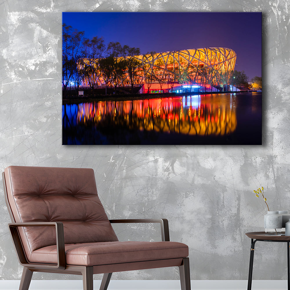 Bird's Nest Beijing Stadium, Stadium Canvas, Sport Art, Gift for him, Man Cave Decor, Art Print, Canvas Print Wall Art